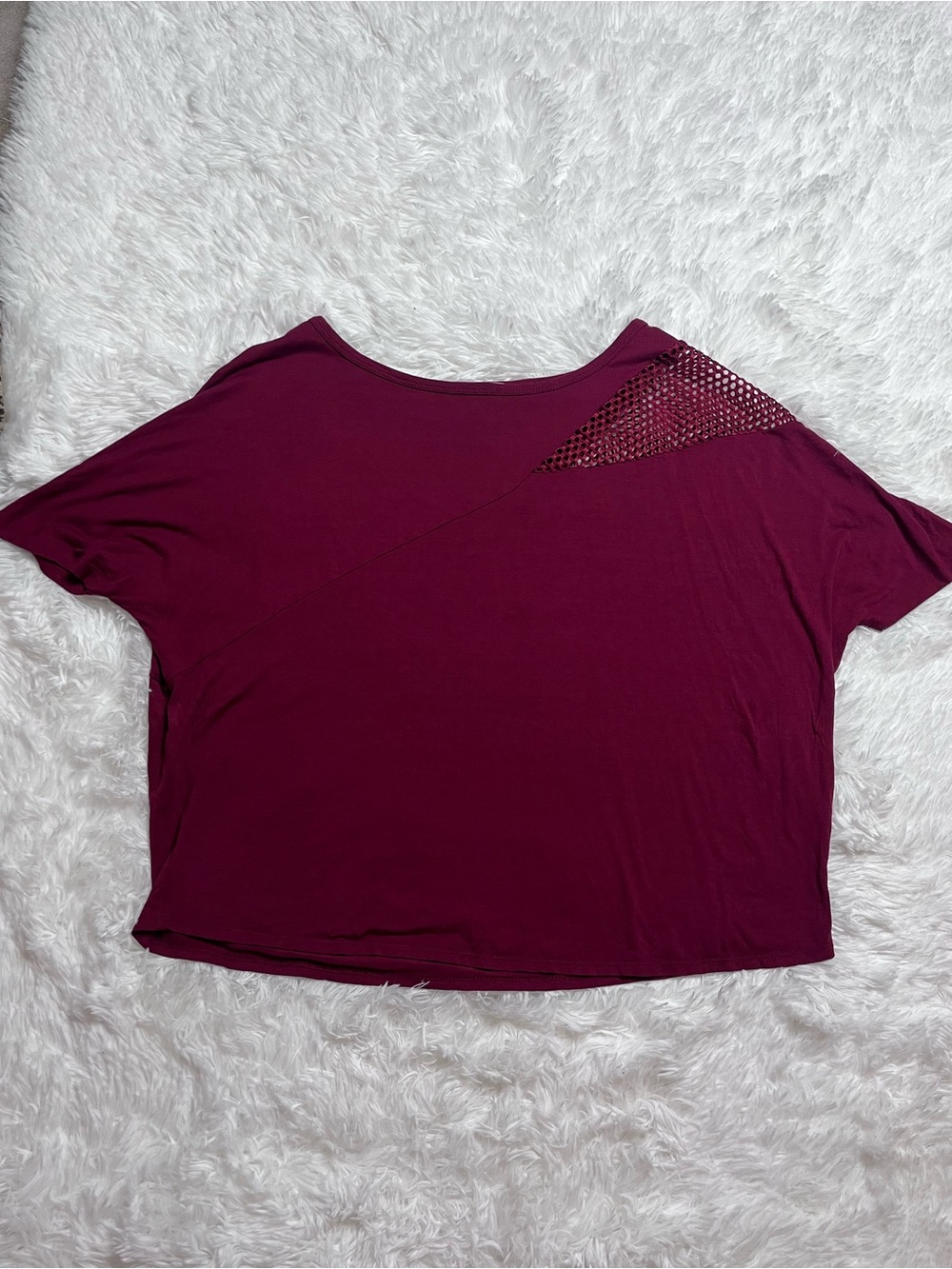 Blue/Grey Short Sleeve Mesh Accent Top
